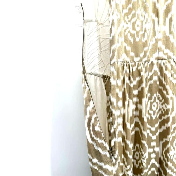 Anthropologie Size 0 Sleeveless Lace Embroidered Maxi Dress Tan & White Pattern - Picture 4 of 9
